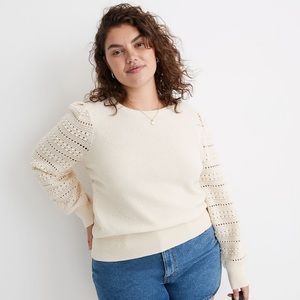 NWT Madewell Bobble-Sleeve Pullover Sweater - Cream Ivory - Size Medium
